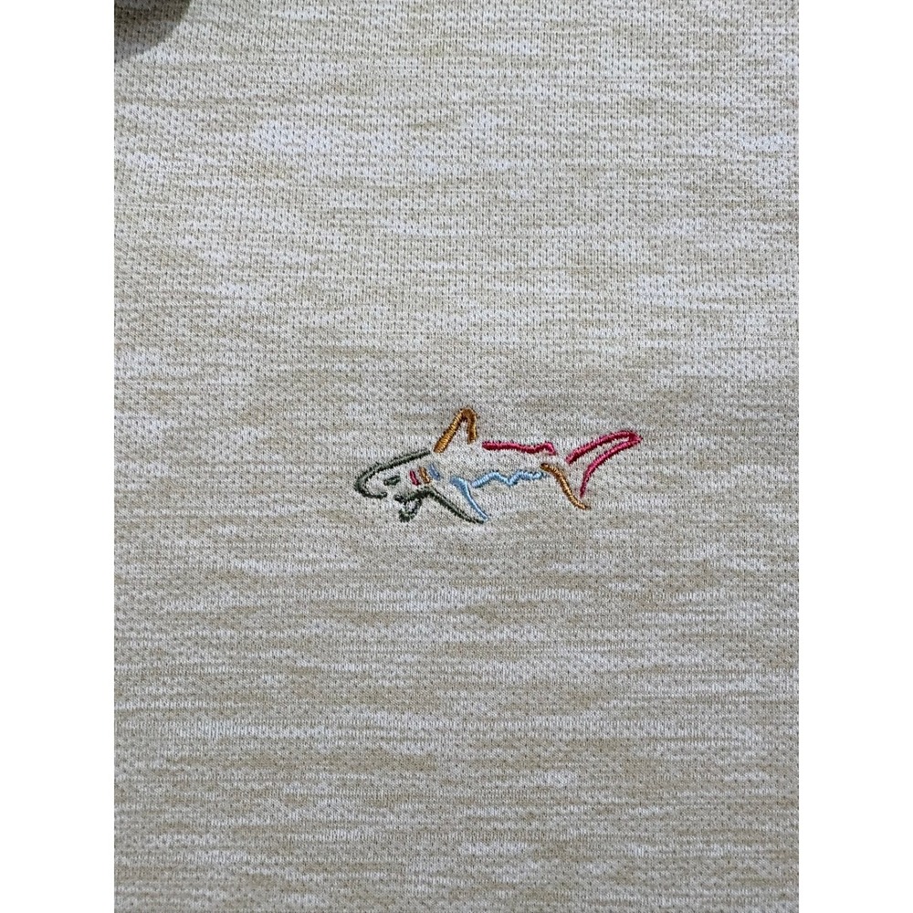 Greg Norman Golf Polo Shirt Shark Logo Khaki Tan Play Dry Mens XXL - Picture 3 of 8